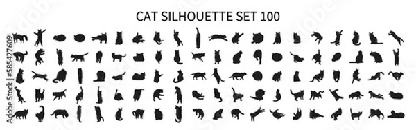 Obraz Cute cat silhouette set 100 in various poses