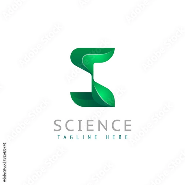 Fototapeta 3d Latin letter S with eco leaf logo, green font alphabet, vector illustration 10EPS