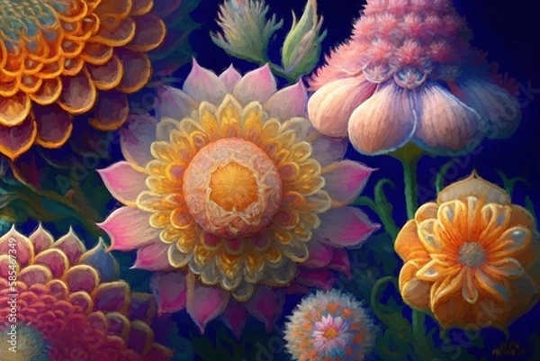Obraz Creative composition of multicolored flowers