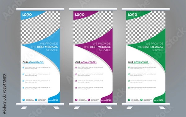 Obraz Roll-up banner stand template, stand design, banner template, Yellow banner, advertisement, flyer design,vector illustration