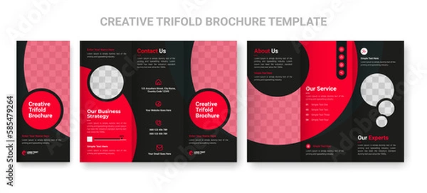 Obraz Business trifold leaflet brochure template design, professional business tri-fold flyer template