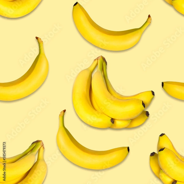 Obraz Seamless banana pattern on a yellow background. natural bananas