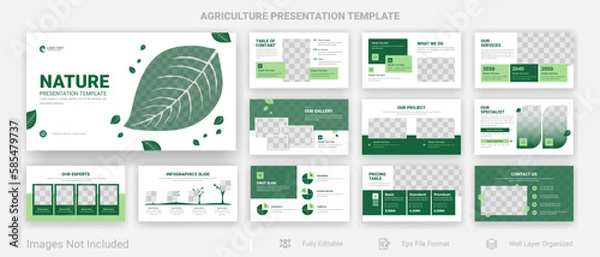 Fototapeta Agriculture business powerpoint presentation slide template design