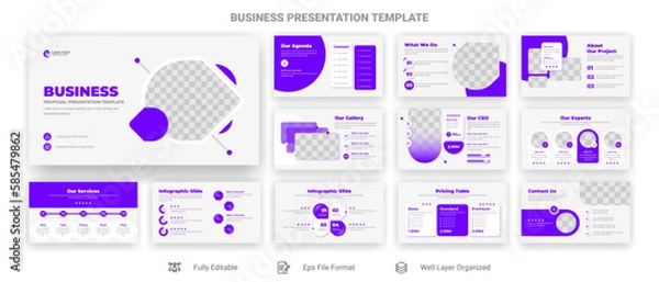 Fototapeta Creative business powerpoint presentation slides template design set