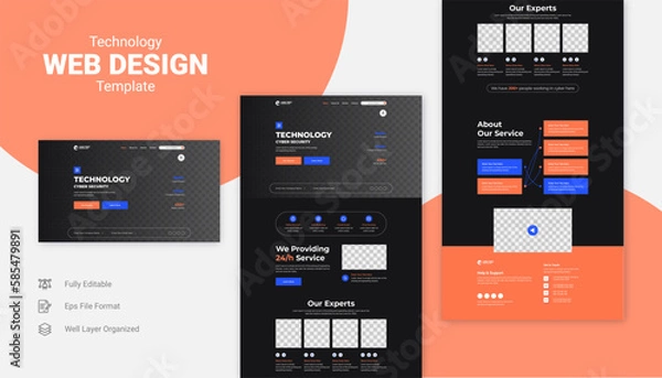 Fototapeta Business website landing page template design