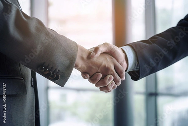 Fototapeta Two People Reaching Out to Each Other on a Dark Background: High Quality Picture of Professional Cooperation