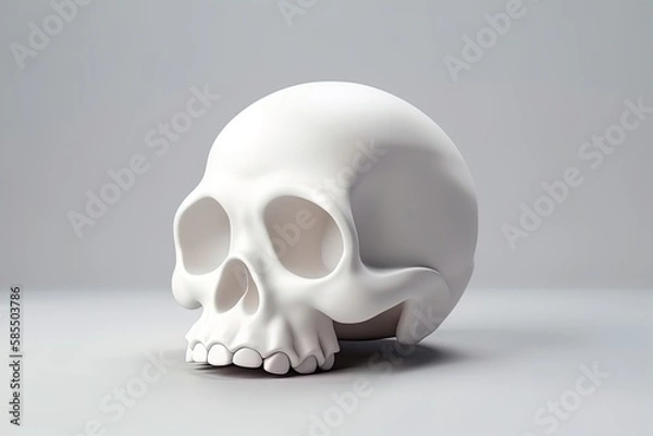 Obraz Detailed white human skull 3d render illustration on isolated white background
