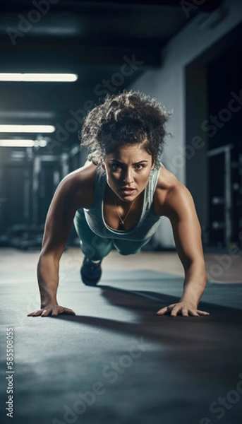 Fototapeta Beautiful and fit girl doing her daily training and fitness routine