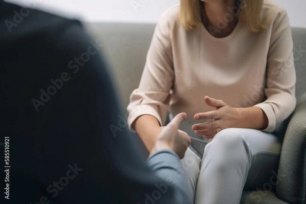 Obraz Therapist helping a client work through their emotional struggles. Generative Ai technology.