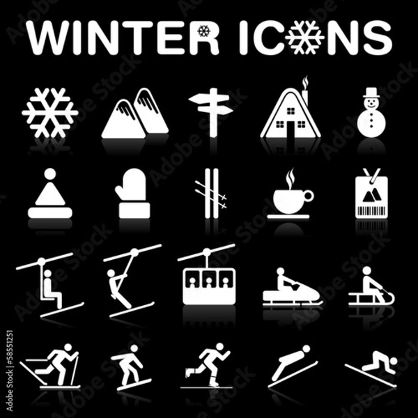 Fototapeta Winter Icons Set - (negative ver.) VECTOR eps8