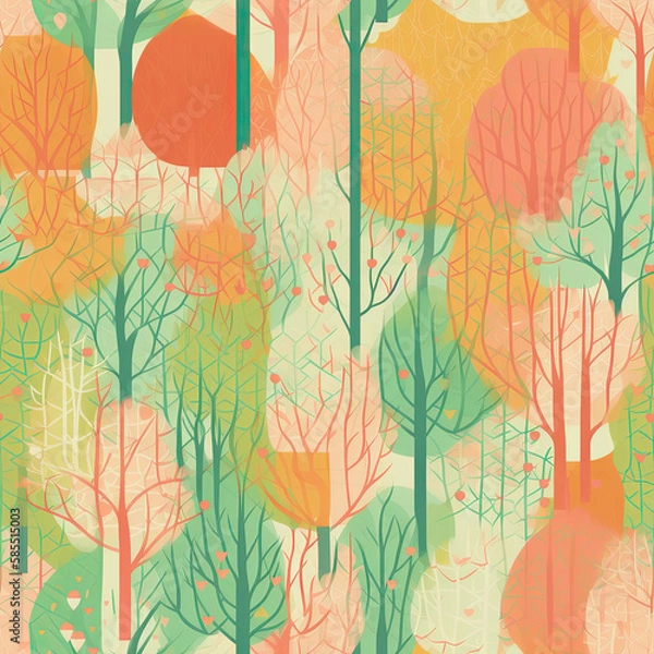 Obraz A seamless pattern of Easter trees. AI generated.