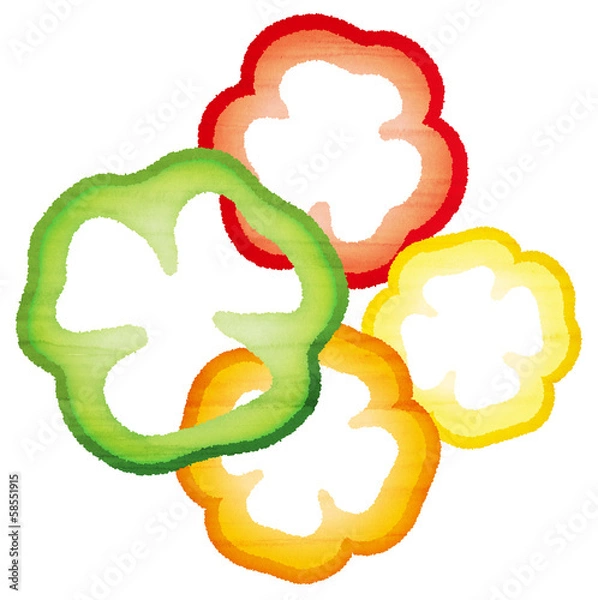 Obraz 水彩風 スライスしたピーマンとパプリカ