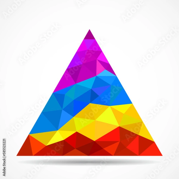 Fototapeta Colorful triangle with triangles on white background. Geometric logo