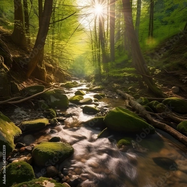 Fototapeta remote hidden stream in forest