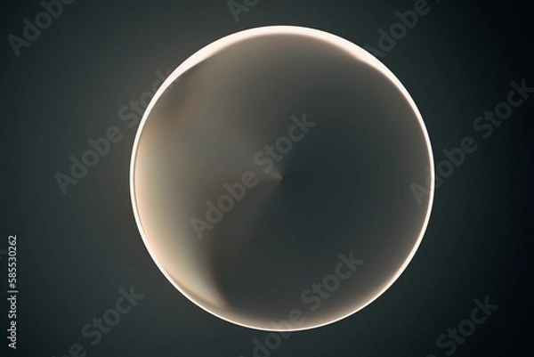 Fototapeta Pink large transparent sphere on a black background. Abstract fractal 3D rendering