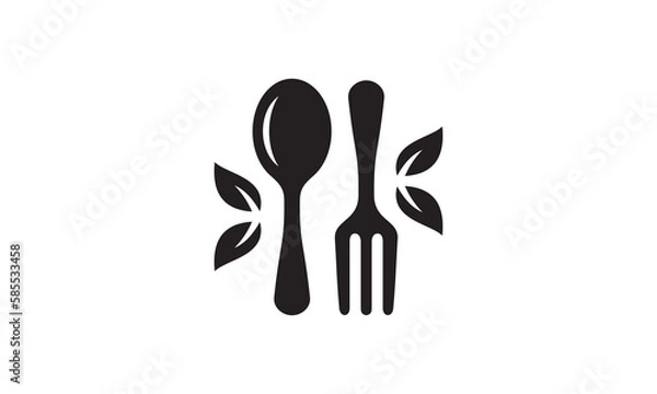 Obraz fork and spoon logo design. icon symbol for health restaurant food diet.