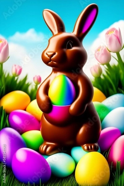 Fototapeta easter bunny with eggs