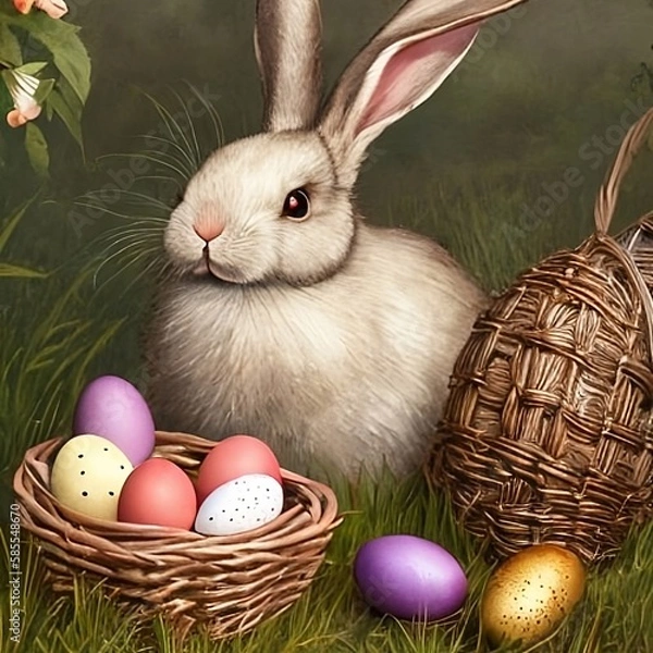 Obraz easter bunny with easter eggs