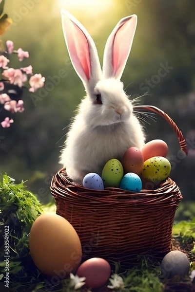 Obraz easter bunny and easter eggs