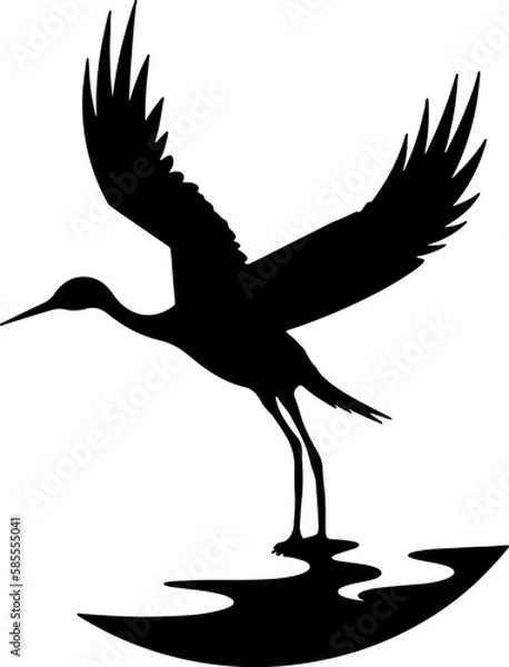 Obraz Silhouette of flying stork. Flying bird. Silhouette vector..