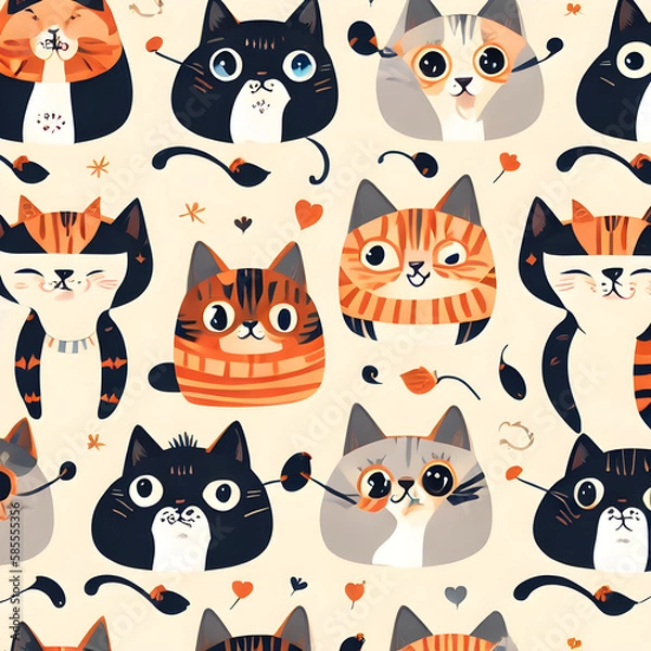 Fototapeta seamless pattern with cats