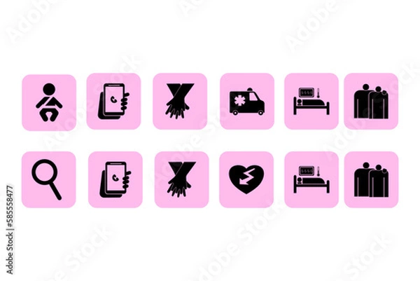 Obraz Icons designed for pediatric cardiac arrest survival guide.