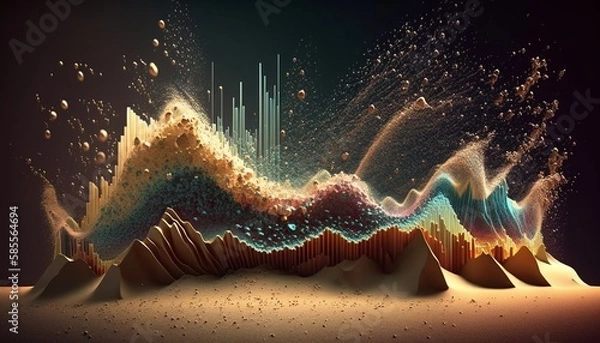 Obraz Rainbow Soundwave Visualization Generated by AI