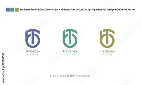 Fototapeta Tradebax Trading TB LOGO Design with Icons Free Vector Design Alphabet Eps Design LOGO Free Vector