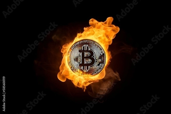 Fototapeta Bitcoin On Fire