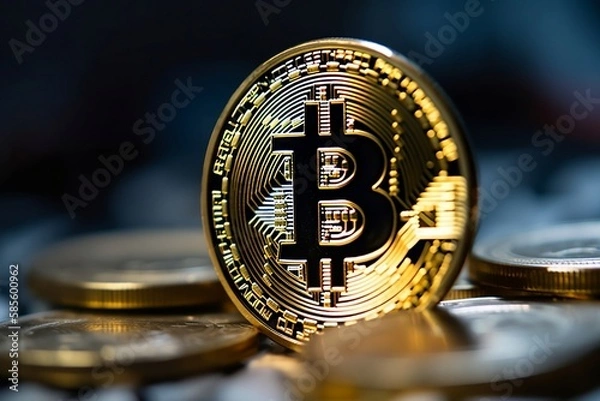 Fototapeta A Pile of Bitcoins