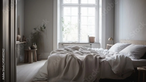 Fototapeta 朝の寝室　イメージイラスト　generative AI