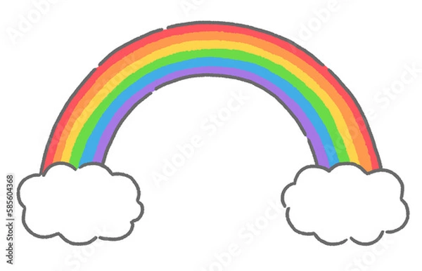 Fototapeta 虹と雲のイラスト　手描き