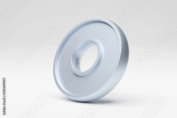 Obraz Abstract geometric simple primitive shape, blue  disk  on a  white  background, 3D rendering