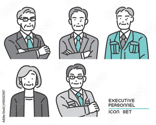 Fototapeta 取締役や社長などのシニア経営者の上半身のベクターイラスト素材／管理職／作業服