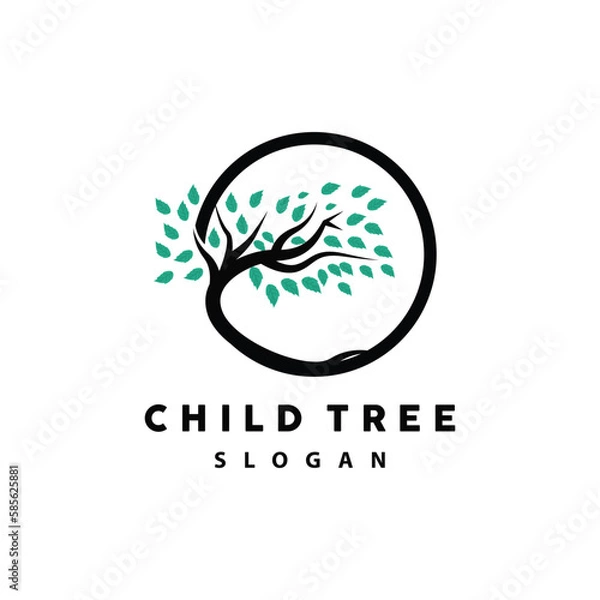 Fototapeta Tree Logo, Life Balance Education Vector, Luxurious Elegant Simple Tree Design, Playground Illustration Icon