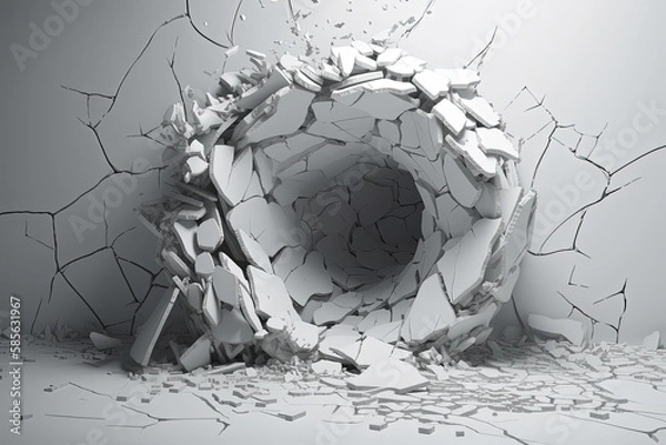 Fototapeta hammer stuck in a hole in the ground. Generative AI