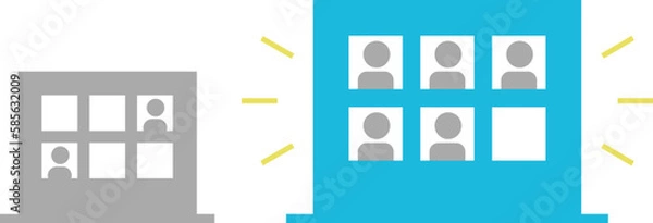 Obraz 入居者が多いマンション・アパート／にぎやか　騒がしい　人気／ベクター素材　グレーver.