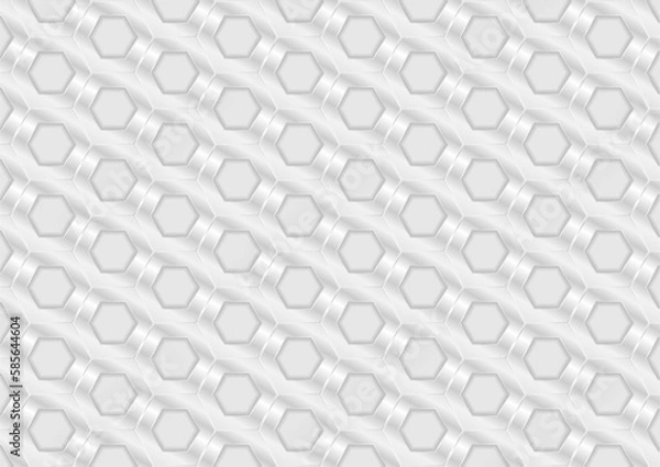 Obraz White grey hexagons abstract geometric glossy pattern. Vector tech background