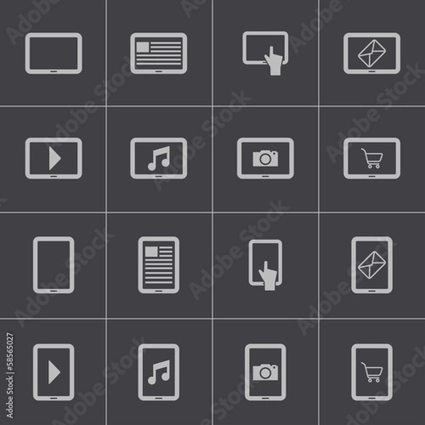 Obraz Vector black tablet icons set