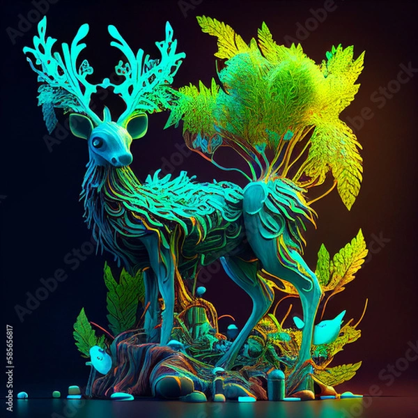 Fototapeta illustration of a deer generative ai