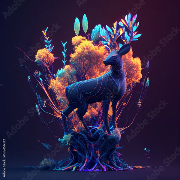 Fototapeta illustration of a deer generative ai