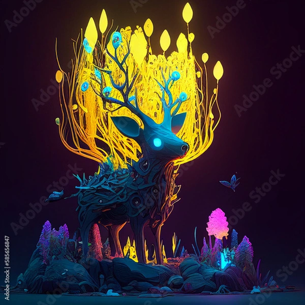Fototapeta illustration of a deer generative ai
