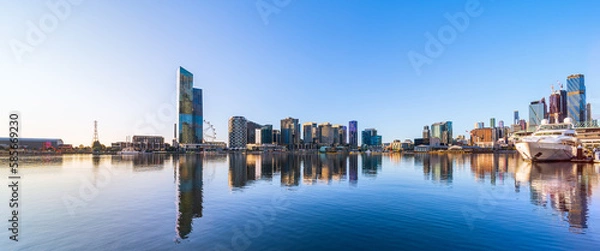 Obraz Panorama of Melbourne CBD Docklands buildings and Yarra river