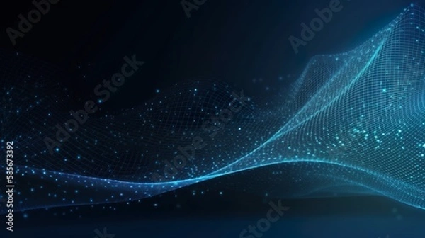 Obraz Neuronale Netze 3D-Illustration. Big Data und Cybersicherheit. Datenstrom. Globale Datenbank und künstliche Intelligenz. Farbenfroher Hintergrund mit Bokeh-Effekt (GenerativeAI)