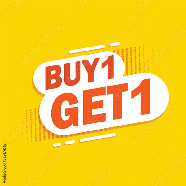 Obraz Buy 1 Get 1 free banner. sale banner template modern design color yellow