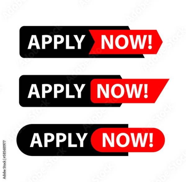 Fototapeta Apply Now Button Set Vector. Flat and Modern. Folder Label. For Button, Label, Tag, Icon, Enroll, Logo. Vector Illustration