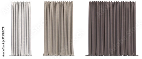 Fototapeta curtain isolated on a transparent background, interior decorations, 3D illustration, cg render