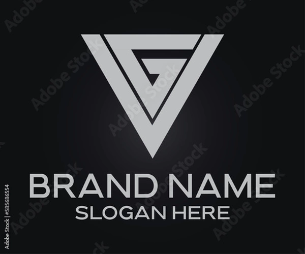 Fototapeta V G initial letter logo design template