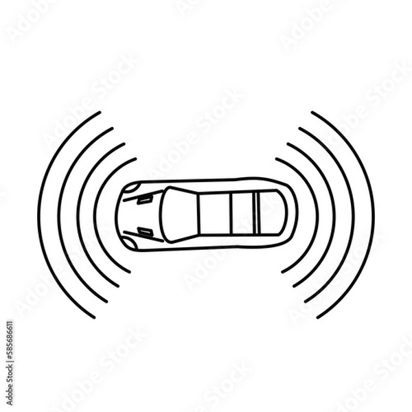 Fototapeta parking sensor, assist highway safety, top view 