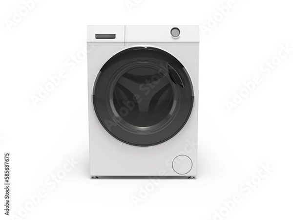 Fototapeta 3d illustration washing machine machine with straight drum front view on white background with shadow